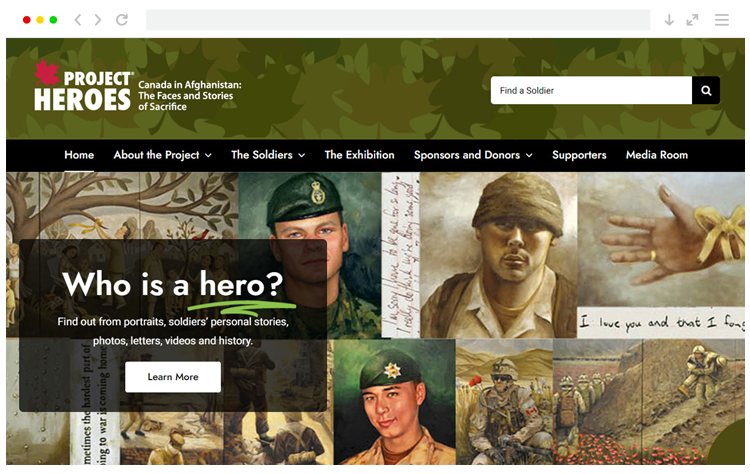 Project Heroes website home page screenshot
